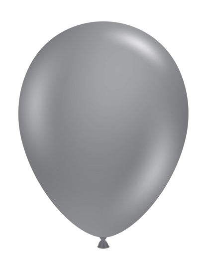 Single 11-inch gray smoke latex balloon with a smooth, glossy finish and a rounded teardrop shape.