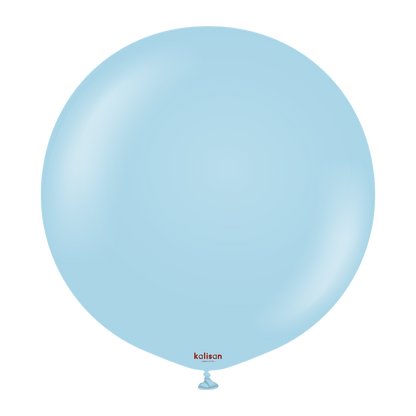 24-inch round macaron blue balloon with small tied end.