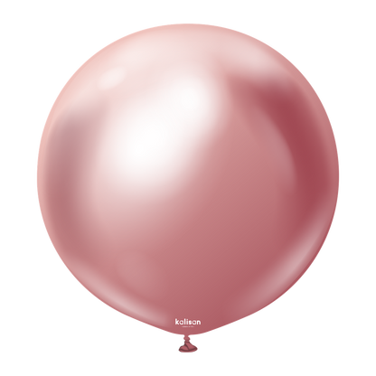 Round metallic pink 24-inch balloon with a glossy finish and small tied end.