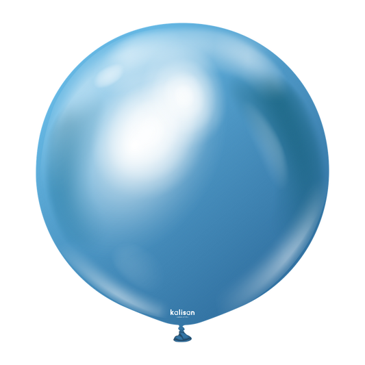 24 inch Kalisan Mirror Blue Latex Balloons 2ct