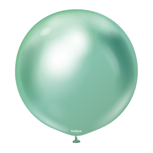 24 inch Kalisan Mirror Green Latex Balloons 2ct