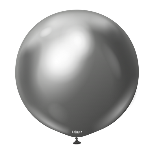 24 inch Kalisan Mirror Space Grey Latex Balloons 2ct