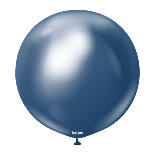 24 inch Kalisan Mirror Navy Latex Balloons 2ct