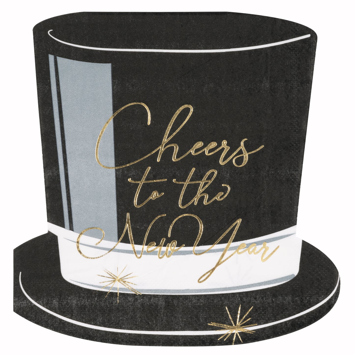 Toasting New Year's Top Hat Shaped Luncheon Npakins 16ct