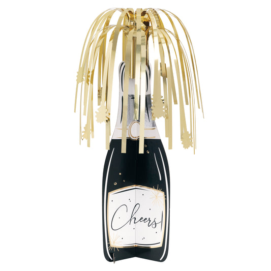 Toasting New Year's Champagne Bottle Centerpiece with Fringe