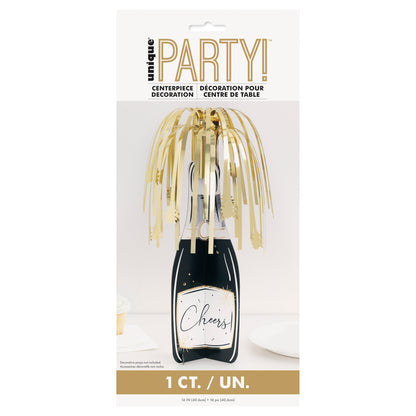 Toasting New Year's Champagne Bottle Centerpiece with Fringe