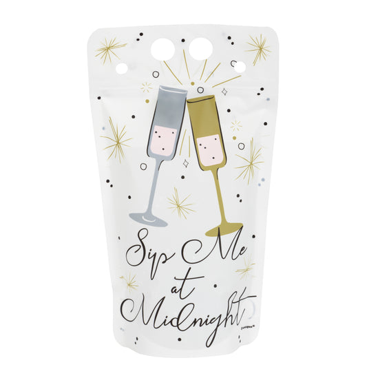 Toasting New Year's Drinking Pouches with Spiral Shaped Straws