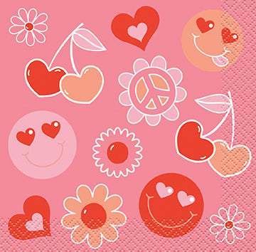 Valentines Day Retro Love Beverage Napkin 16ct