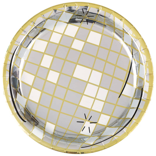 Toasting New Year's 9 inch Disco Shaped Paper Plates 8ct