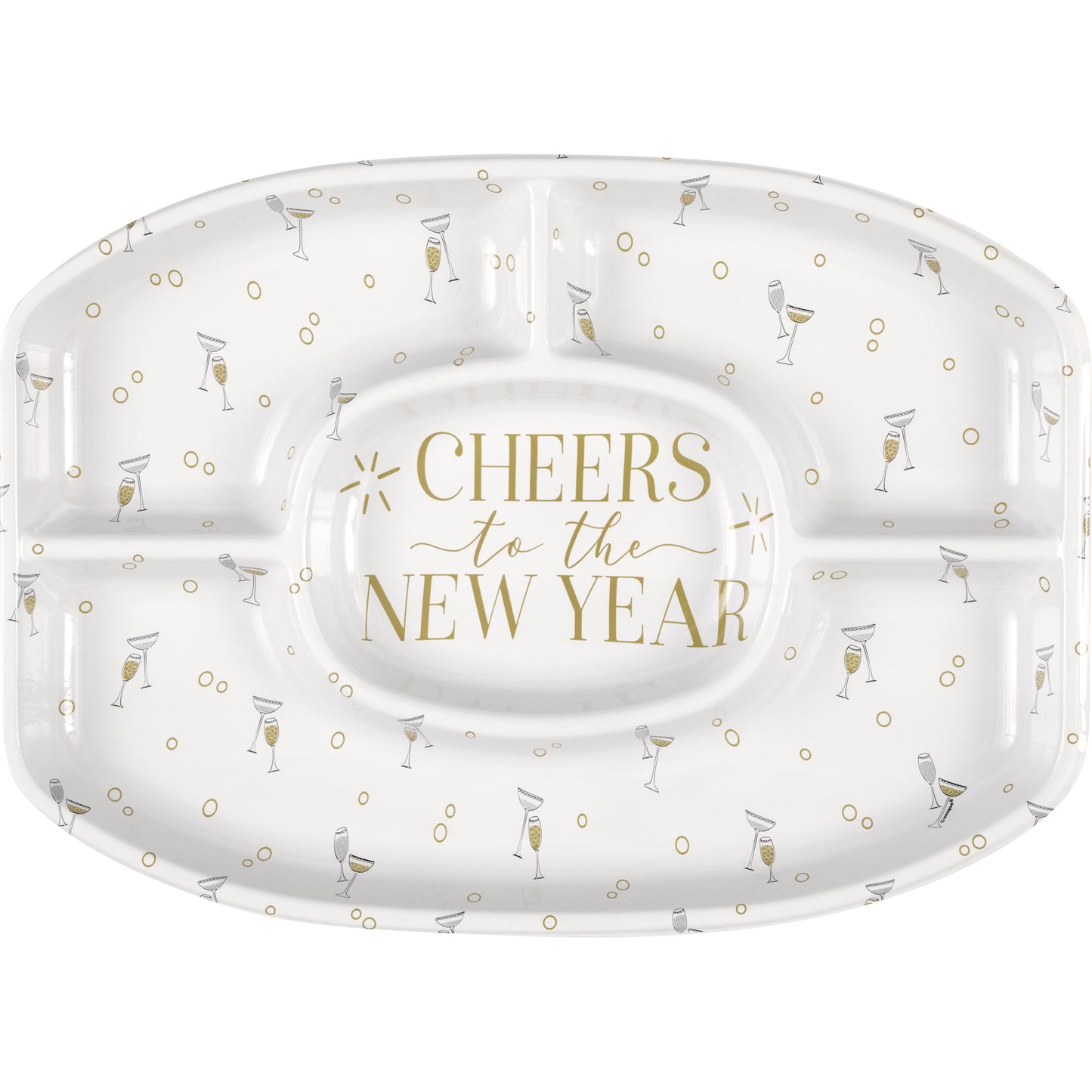 Toasting New Year's Plastic Chip & Dip Platter