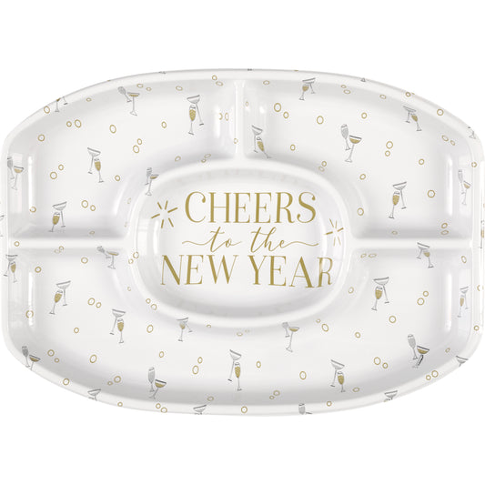 Toasting New Year's Plastic Chip & Dip Platter