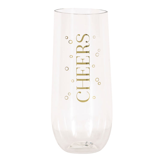 Toasting New Year's Cheers Plastic Stemless Champagne Flute 1ct