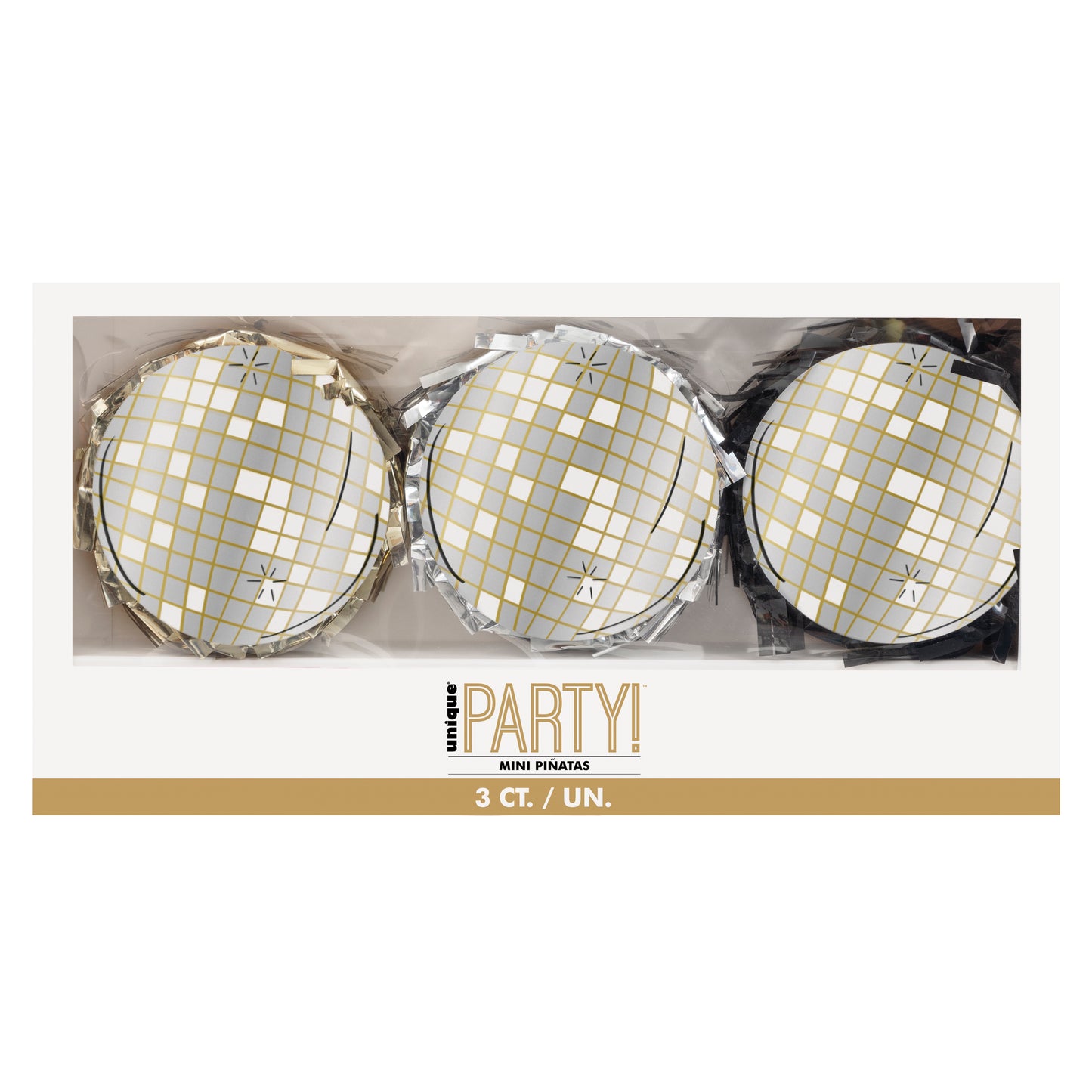 Toasting New Year's Assorted Disco Ball Pinata Favor Decorations 3ct