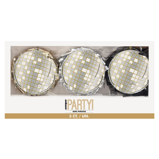 Toasting New Year's Assorted Disco Ball Pinata Favor Decorations 3ct