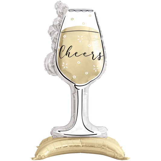 Toasting New Year's Bubbly Wine Glass New Year's Standing Foil Balloon 1ct