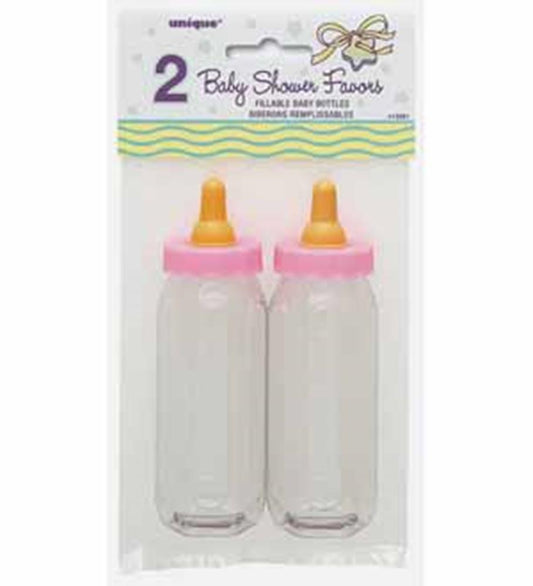 Pink Fillable 5 inch Baby Bottle Favor, 2ct