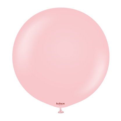36-inch round macaron pink latex balloon with smooth surface and slight shine.