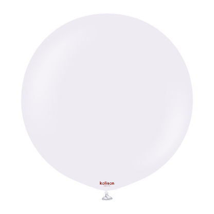 36-inch pale lilac round balloon with smooth surface and small red brand logo near neck.