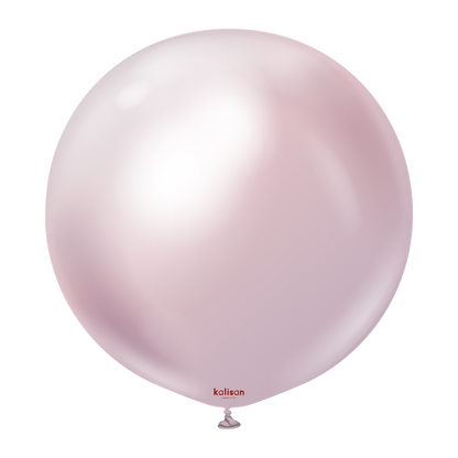 Large round balloon in soft pink with a shiny, reflective surface and subtle highlights.