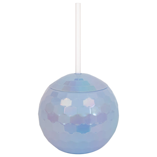 Iridescent Disco Ball Cup With Straw 1ct