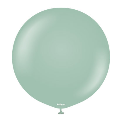 36-inch round retro winter green latex balloon with a smooth surface and matte finish.