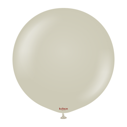 36-inch round beige balloon with a glossy finish and small red "kalisan" logo near the base.