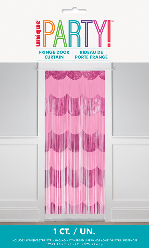 Pink Scalloped Foil Fringe Door Curtain 3 x 6 1ct - Toy World Inc