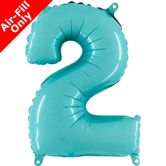 Grabo Pastel Blue Number 2 14in Foil Balloon