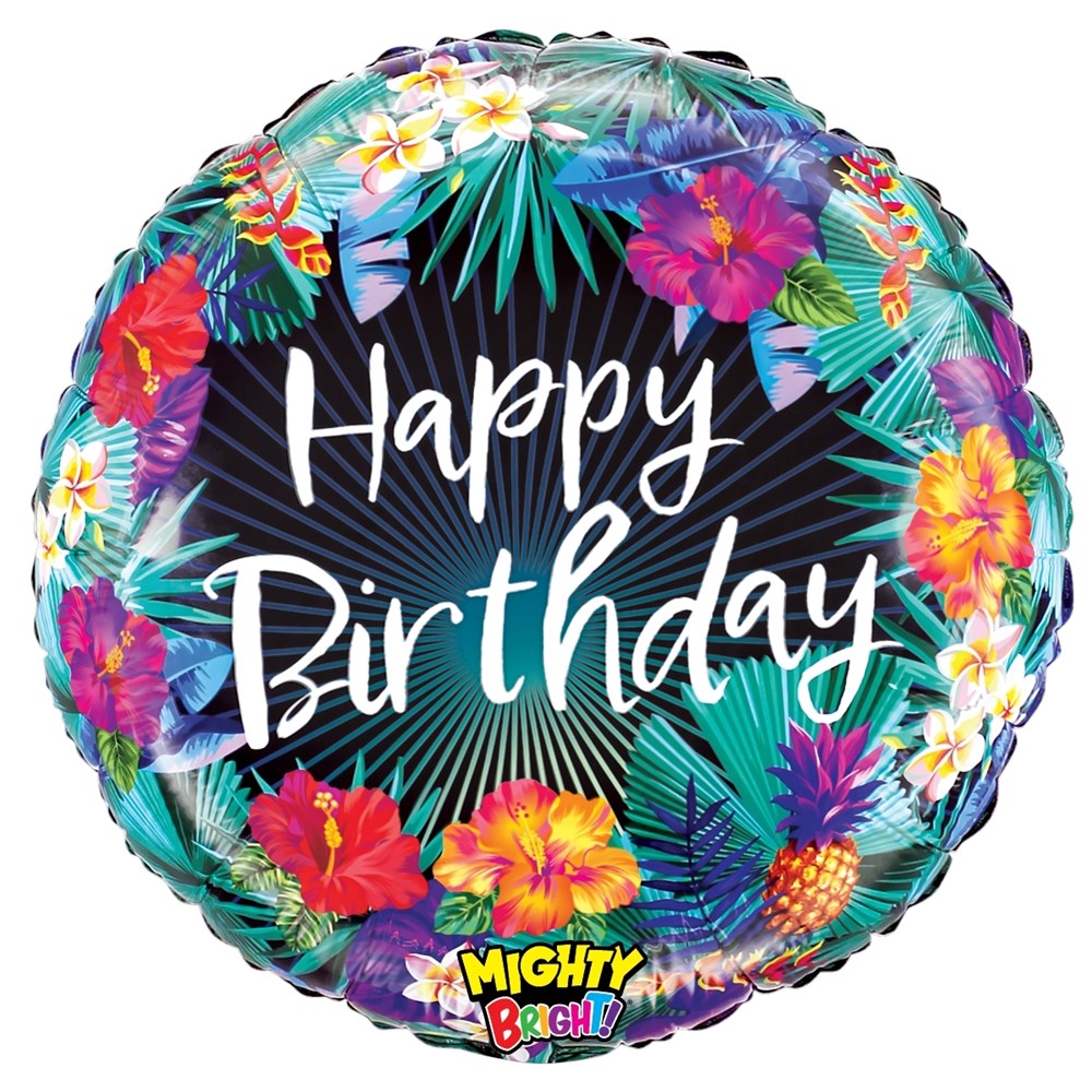 Betallic Mighty Tropical Flower Birthday 21 inch Mighty Bright Foil Balloon