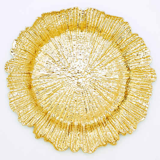 Plastic Reef Charger Plate 13in - Gold