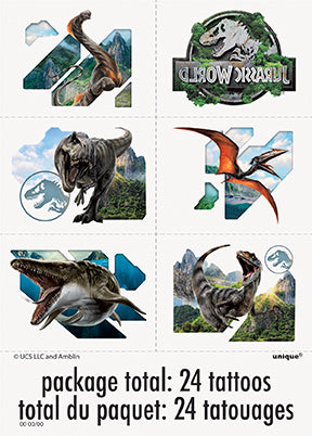 Jurassic World 4 Tattoos 24ct