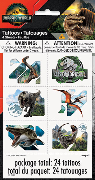 Jurassic World 4 Tattoos 24ct