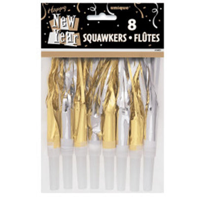 Año Nuevo Fringe Squawker Plata Oro 8ct