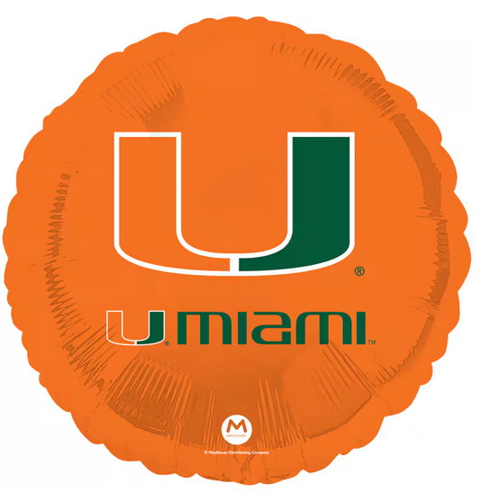 University of Miami 18 inch Round Foil Balloon 1ct