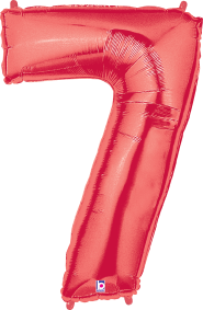 Betallic 7 Red 34 inch Shaped Foil Balloon Packaged 1ct