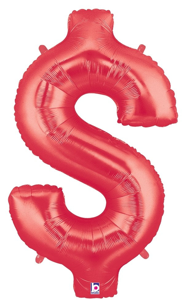 Betallic $ Red 34 inch Shaped Foil Balloon Polybagged 1ct