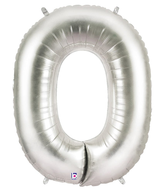 Betallic O Silver 34 inch Shaped Foil Balloon Polybagged 1ct