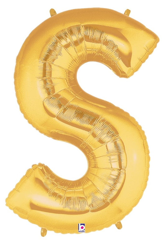 Betallic S Gold 34 inch Shaped Foil Balloon Polybagged 1ct
