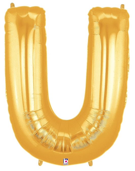 Betallic U Gold 34 inch Shaped Foil Balloon Polybagged 1ct