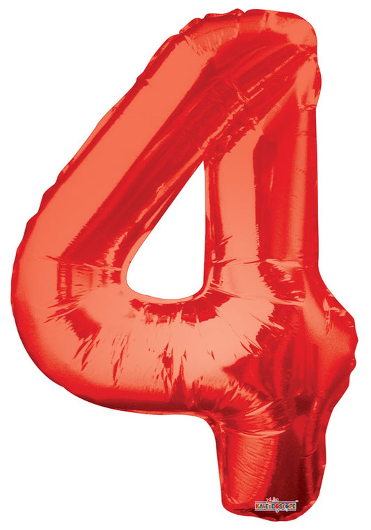 Jumbo Foil Number Balloon 34in Red - 4