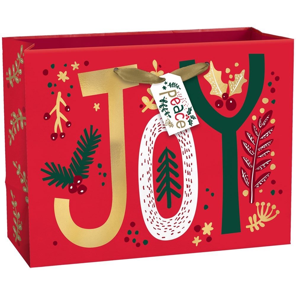 Christmas Joy Medium Horizontal Bag with gift tag 1ct