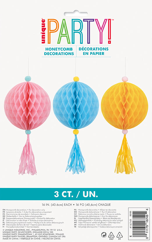 Pastel Tissue Honeycomb Decor Kit 3ct - Toy World Inc