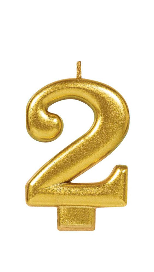 Numeral #2 Candle Metallic Gold 1ct