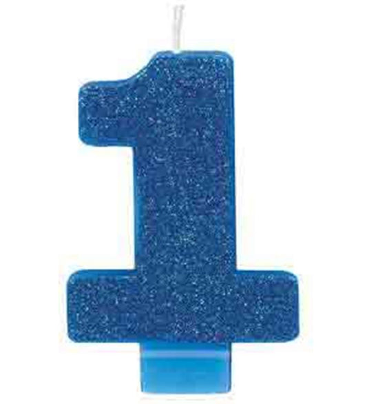 Candle Number 1 Glitter - Blue