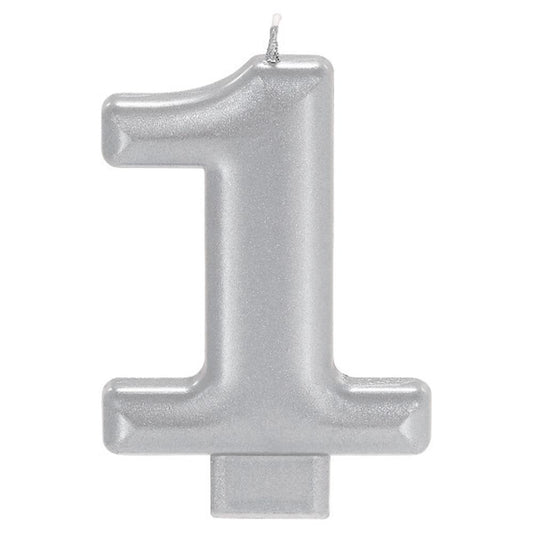 Numeral #1 Candle Silver 1ct