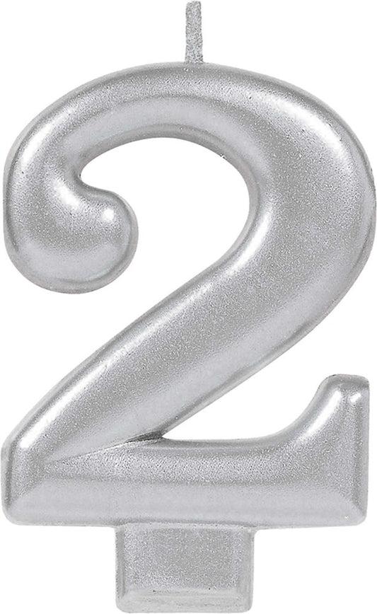 Numeral #2 Candle Silver 1ct