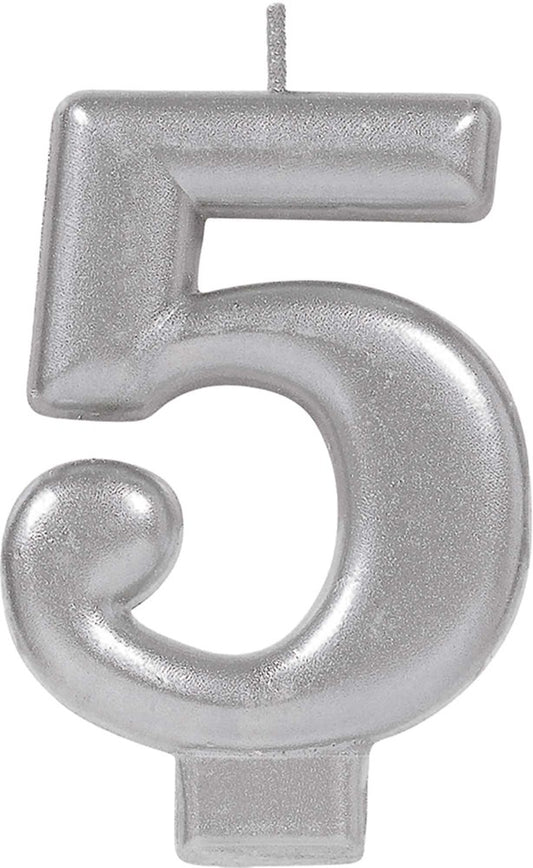 Numeral #5 Candle Silver 1ct