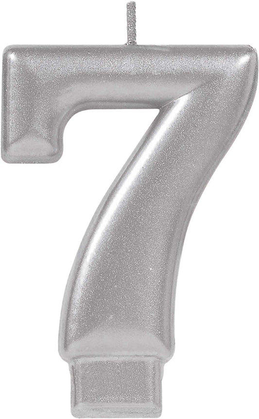 Numeral #7 Candle Silver