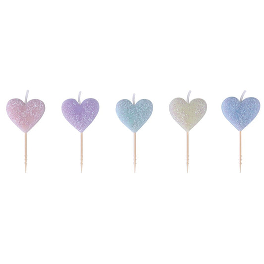 Heart Icon Molded Pick Birthday Candles 5ct