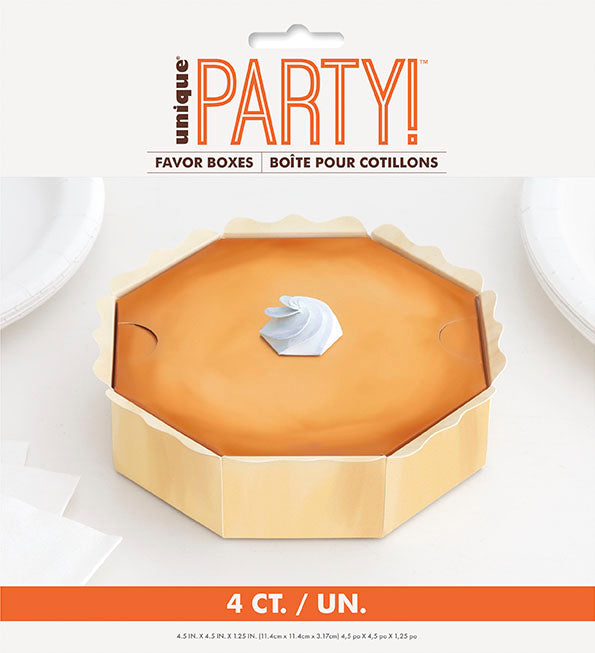 Family Thanksgiving Pie Shaped Favor Boxes 4ct